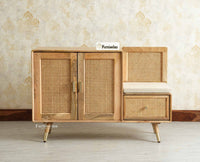 Boston Solid Wood Shoe Rack Cabinet With Seating Cushion Furniselan Natural Finish