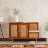 Boston Solid Wood Shoe Rack Cabinet With Seating Cushion - Sideboard - Furniselan Brown-Finish