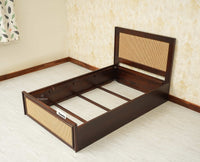 Boston Solid Wood Single Size Storage Bed for Home, Hotels and PG Grey Finish