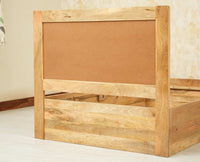 Boston Solid Wood Single Size Storage Bed for Home, Hotels and PG Natural Finish
