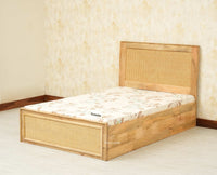 Boston Solid Wood Single Size Storage Bed for Home, Hotels and PG Natural Finish
