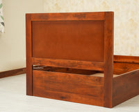 Boston Solid Wood Single Size Storage Bed for Home, Hotels and PG Brown Finish