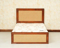 Boston Solid Wood Single Size Storage Bed for Home, Hotels and PG Brown Finish