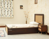 Boston Solid Wood Single Size Storage Bed for Home, Hotels and PG Grey Finish