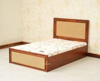 Boston Solid Wood Single Size Storage Bed for Home, Hotels and PG Brown Finish