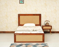 Boston Solid Wood Single Size Storage Bed for Home, Hotels and PG Brown Finish