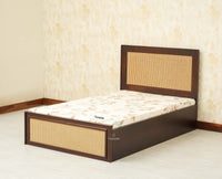 Boston Solid Wood Single Size Storage Bed for Home, Hotels and PG Grey Finish