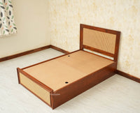 Boston Solid Wood Single Size Storage Bed for Home, Hotels and PG Brown Finish