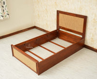Boston Solid Wood Single Size Storage Bed for Home, Hotels and PG Brown Finish