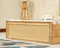 Boston Solid Wood Single Size Storage Bed for Home, Hotels and PG Natural Finish