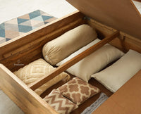 Boston Solid Wood Single Size Storage Bed for Home, Hotels and PG Natural Finish