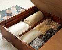 Boston Solid Wood Single Size Storage Bed for Home, Hotels and PG Brown Finish