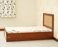 Boston Solid Wood Single Size Storage Bed for Home, Hotels and PG Brown Finish