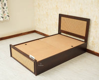 Boston Solid Wood Single Size Storage Bed for Home, Hotels and PG Grey Finish