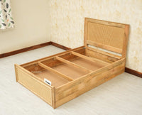 Boston Solid Wood Single Size Storage Bed for Home, Hotels and PG Natural Finish