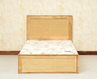 Boston Solid Wood Single Size Storage Bed for Home, Hotels and PG Natural Finish