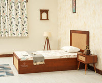 Boston Solid Wood Single Size Storage Bed for Home, Hotels and PG Brown Finish