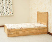 Boston Solid Wood Single Size Storage Bed for Home, Hotels and PG Natural Finish