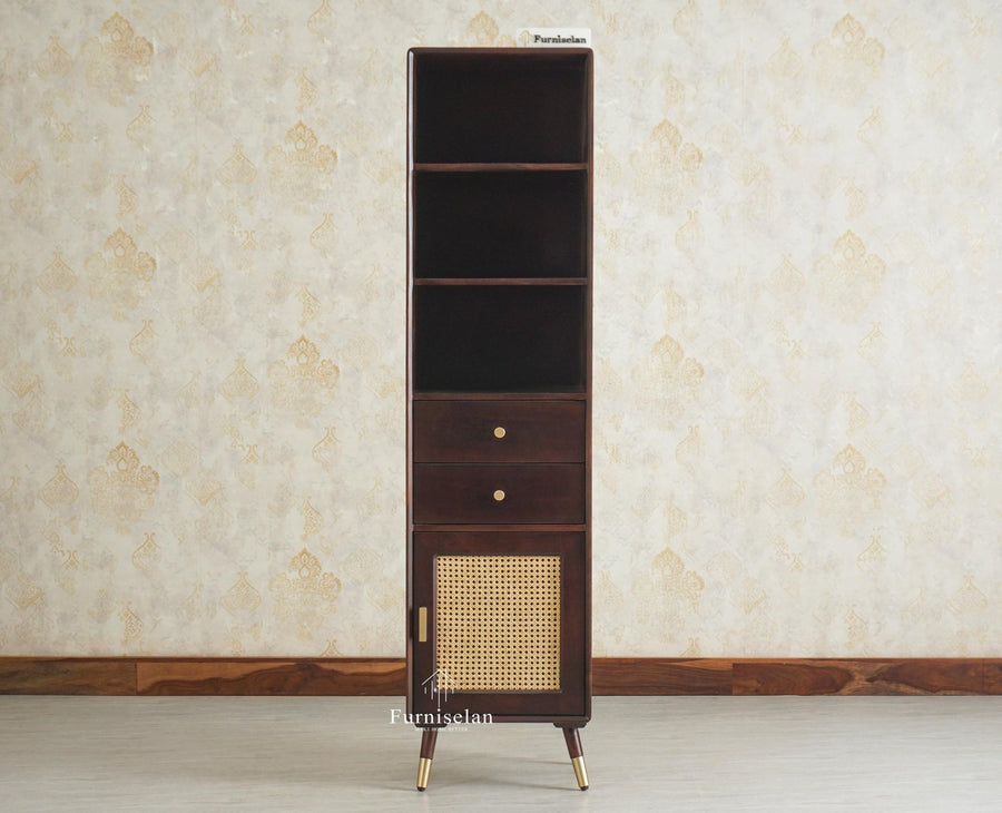 Boston Solid Wood Tall Bookshelf Unit File Rack Furniselan Grey Finish