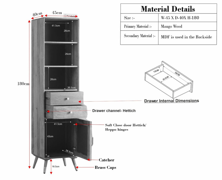 Boston Solid Wood Tall Bookshelf Unit File Rack Furniselan Natural Finish