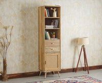 Boston Solid Wood Tall Bookshelf Unit File Rack Furniselan Natural Finish