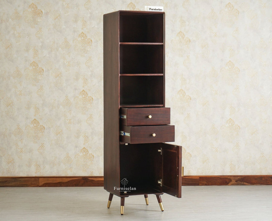 Boston Solid Wood Tall Bookshelf Unit File Rack Furniselan Grey Finish