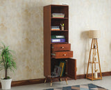 Boston Solid Wood Tall Bookshelf Unit File Rack Furniselan Brown Finish