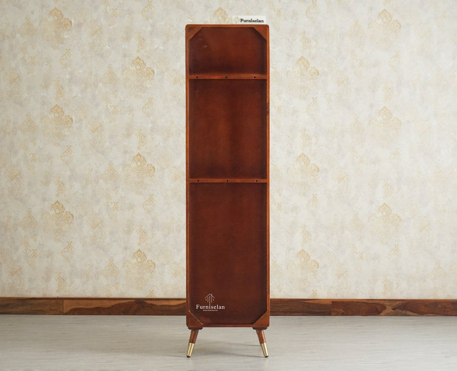 Boston Solid Wood Tall Bookshelf Unit File Rack Furniselan Brown Finish