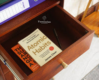 Boston Solid Wood Tall Bookshelf Unit File Rack Furniselan Brown Finish