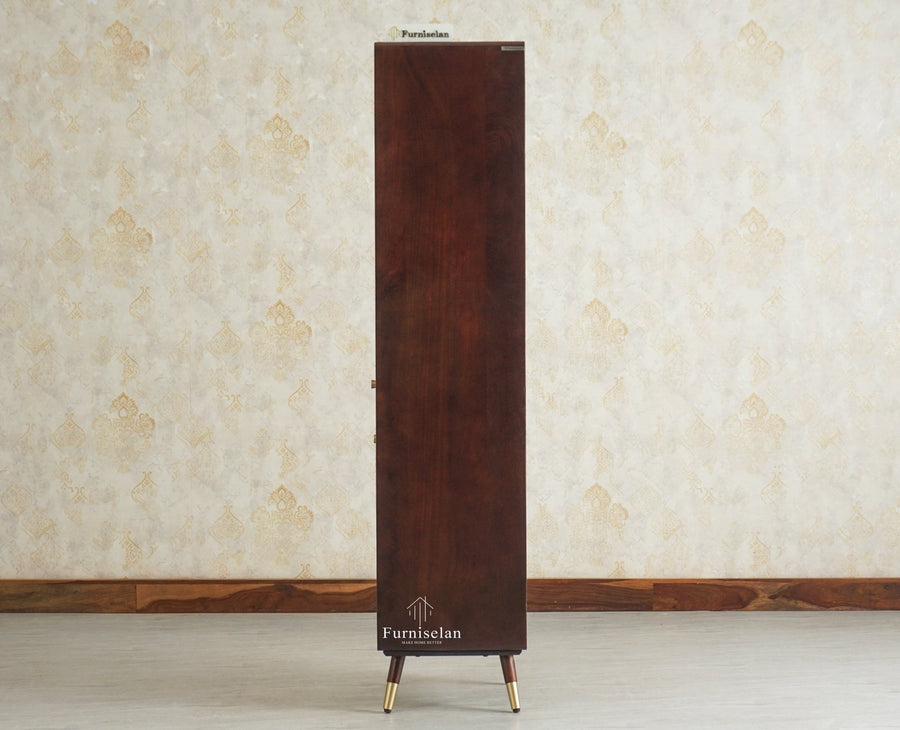 Boston Solid Wood Tall Bookshelf Unit File Rack Furniselan Grey Finish