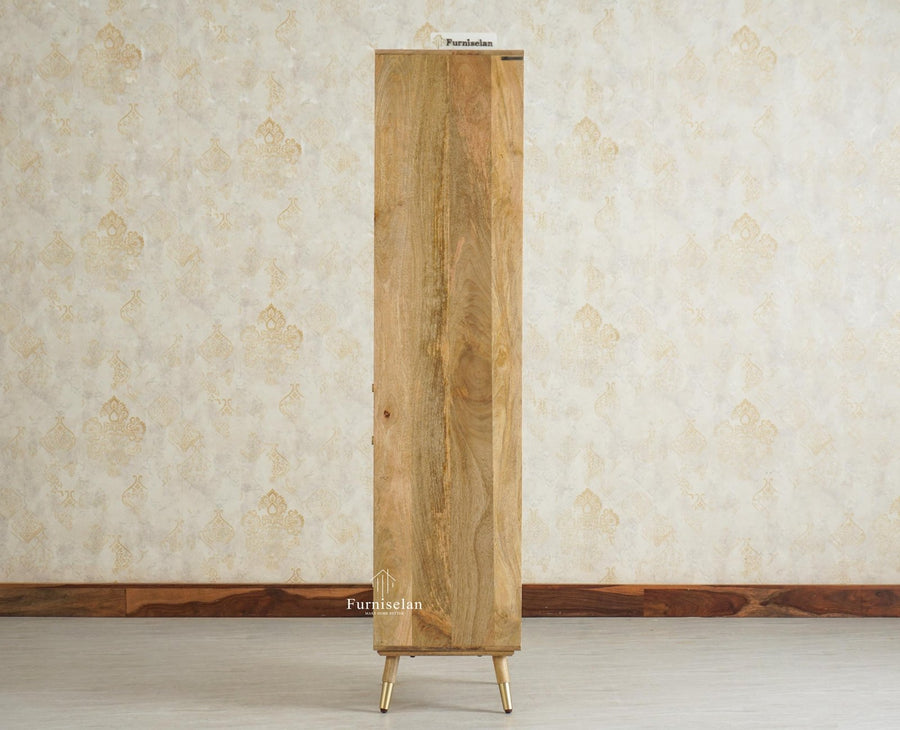 Boston Solid Wood Tall Bookshelf Unit File Rack Furniselan Natural Finish