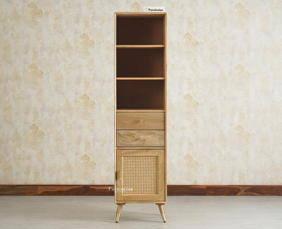 Boston Solid Wood Tall Bookshelf Unit File Rack Furniselan Natural Finish