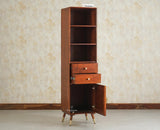 Boston Solid Wood Tall Bookshelf Unit File Rack Furniselan Brown Finish