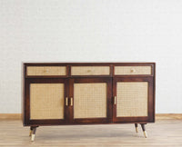 Boston Solid Wood Three Door and Three Drawer Sideboard Cabinet Furniselan Grey-Finish