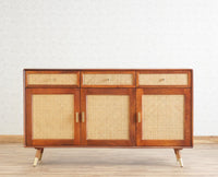 Boston Solid Wood Three Door and Three Drawer Sideboard Cabinet Furniselan Brown-Finish