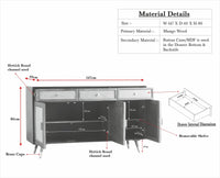 Boston Solid Wood Three Door and Three Drawer Sideboard Cabinet Furniselan Brown-Finish