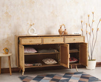 Boston Solid Wood Three Door and Three Drawer Sideboard Cabinet - Sideboard - Furniselan Natural-Finish