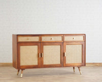 Boston Solid Wood Three Door and Three Drawer Sideboard Cabinet Furniselan Brown-Finish