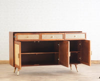 Boston Solid Wood Three Door and Three Drawer Sideboard Cabinet Furniselan Brown-Finish