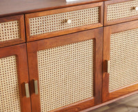 Boston Solid Wood Three Door and Three Drawer Sideboard Cabinet Furniselan Brown-Finish