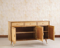 Boston Solid Wood Three Door and Three Drawer Sideboard Cabinet - Sideboard - Furniselan Natural-Finish