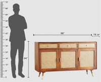 Boston Solid Wood Three Door and Three Drawer Sideboard Cabinet Furniselan Brown-Finish