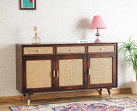 Boston Solid Wood Three Door and Three Drawer Sideboard Cabinet Furniselan Grey-Finish