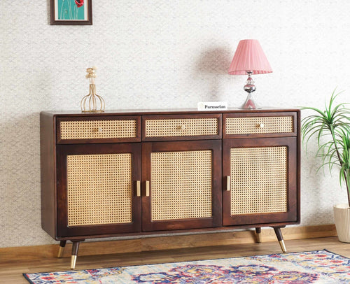 Boston Solid Wood Three Door and Three Drawer Sideboard Cabinet Furniselan Grey-Finish