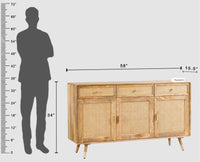 Boston Solid Wood Three Door and Three Drawer Sideboard Cabinet - Sideboard - Furniselan Natural-Finish