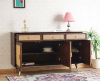 Boston Solid Wood Three Door and Three Drawer Sideboard Cabinet Furniselan Grey-Finish