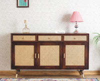 Boston Solid Wood Three Door and Three Drawer Sideboard Cabinet Furniselan Grey-Finish