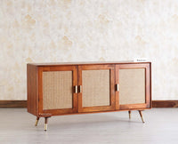 Boston Solid Wood Three - Door Sideboard Cabinet - Sideboard - Furniselan Brown-Finish