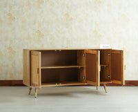 Boston Solid Wood Three-Door Sideboard Cabinet Furniselan Natural Finish