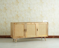 Boston Solid Wood Three-Door Sideboard Cabinet Furniselan Natural Finish